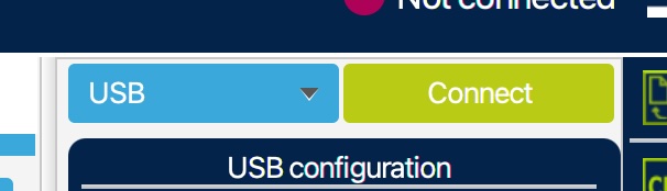 STM32CubeProgrammer with USB selected as the connection method